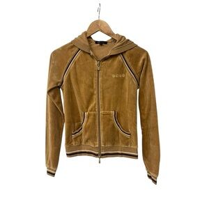 Vintage Bcbg Brown Velour Hoodie Jacket Y2K  S